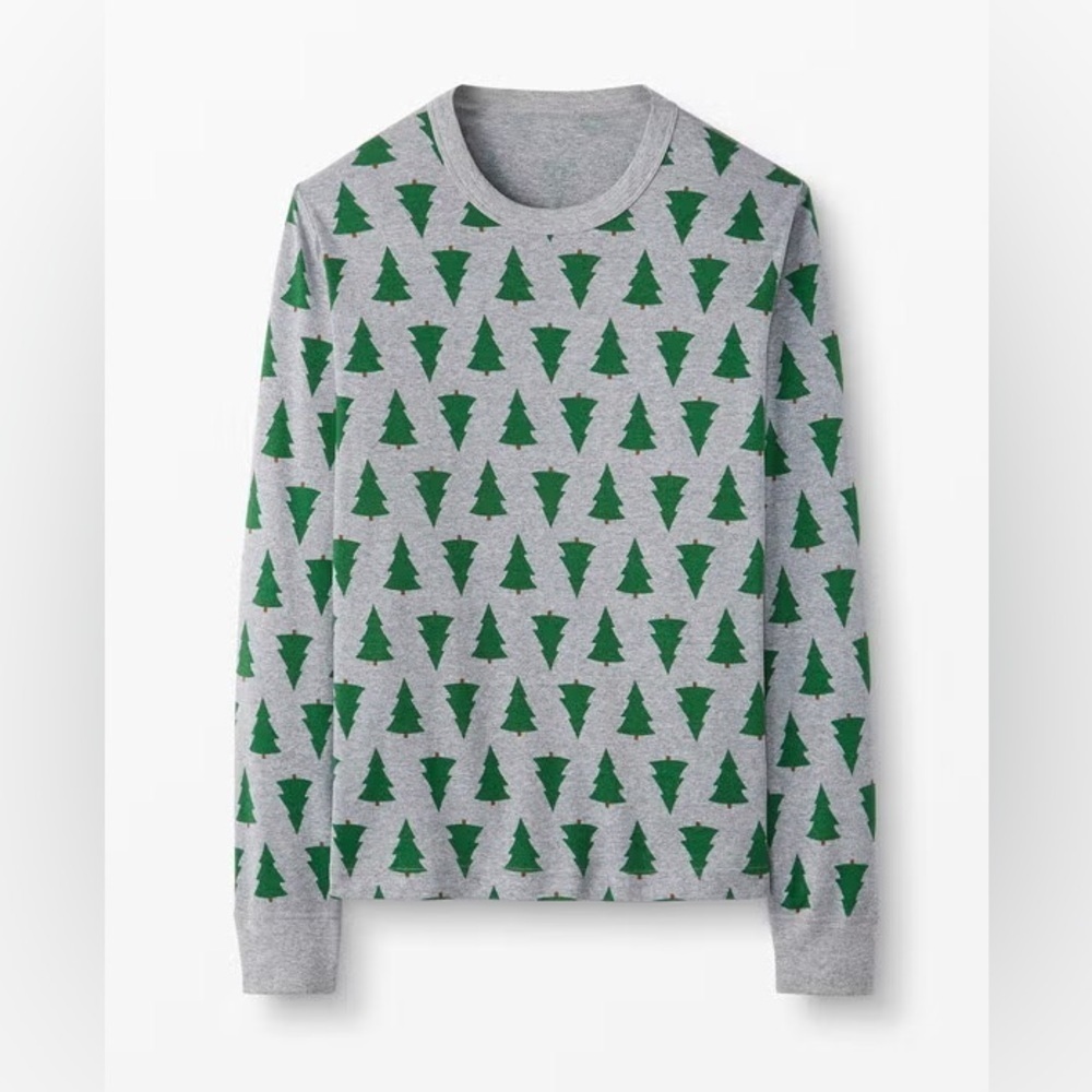 Hanna Andersson adult long John top in Tannenbaum Christmas tree sz med